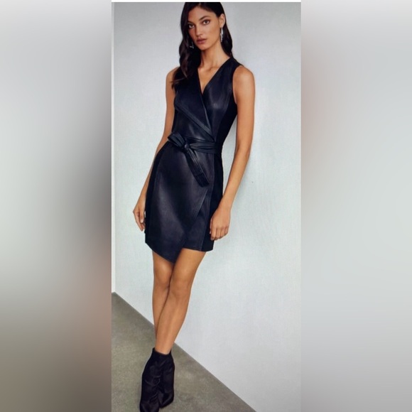 BCBGMAXAZRIA Faux Leather wrap Dress BCBGMAXAZRIA Faux Leather wrap Dress